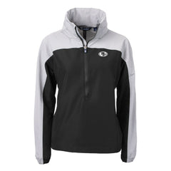 San Francisco 49ers Cutter & Buck Women's Charter Eco Recycled Half-Zip Hoodie Anorak Jacket Black/Gray