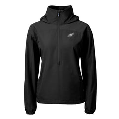 Philadelphia Eagles Cutter & Buck Women's Charter Eco Recycled Half-Zip Hoodie Anorak Jacket Black