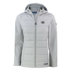 San Francisco 49ers Cutter & Buck Women's Evoke Hybrid Eco Softshell Recycled Full-Zip Hoodie Jacket Gray