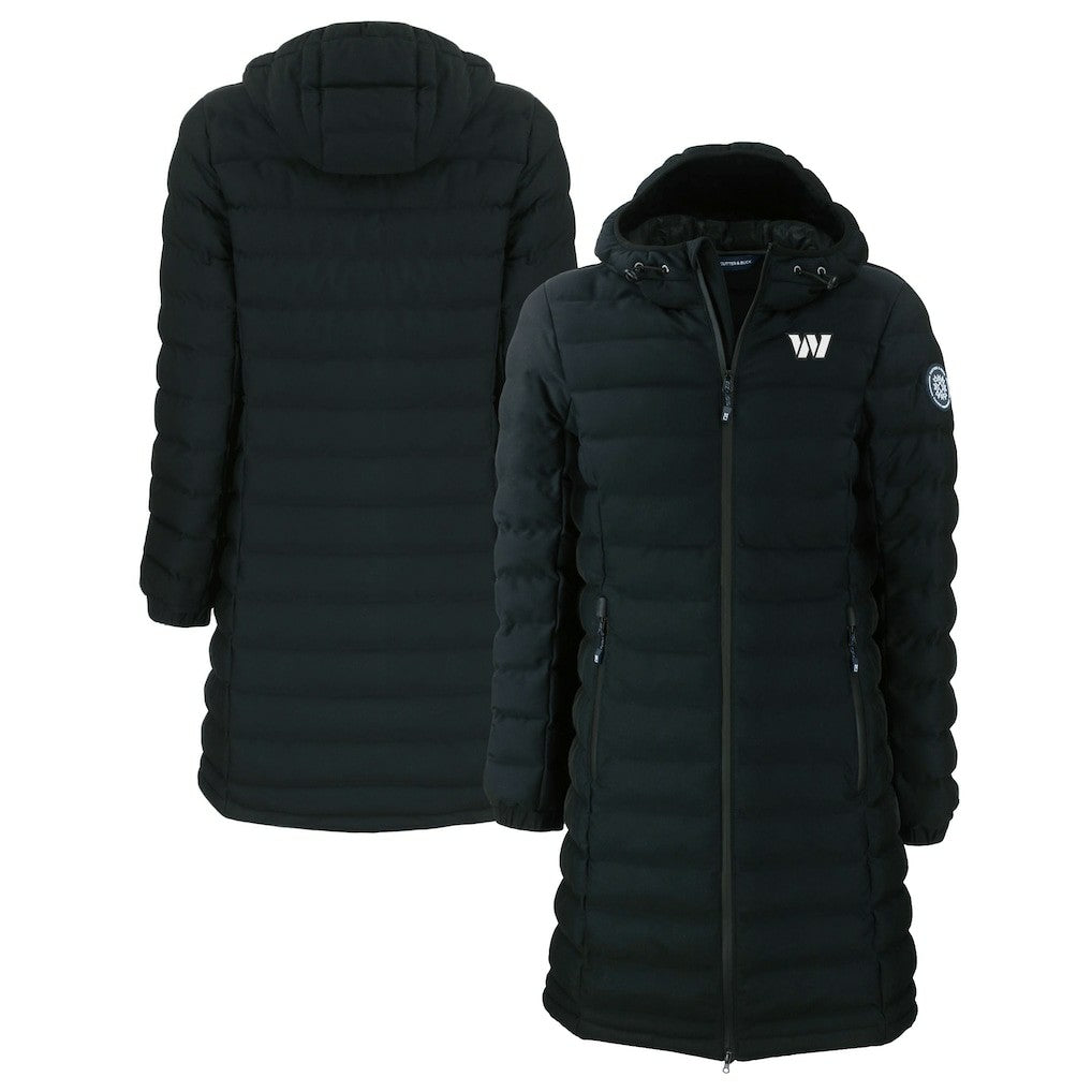 Washington Commanders Cutter & Buck Women's Mission Ridge Repreve Eco Insulated Full-Zip Hoodie Long Puffer Jacket Black