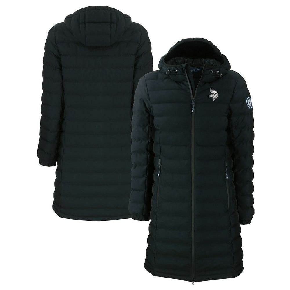 Minnesota Vikings Cutter & Buck Women's Mission Ridge Repreve Eco Insulated Full-Zip Hoodie Long Puffer Jacket Black