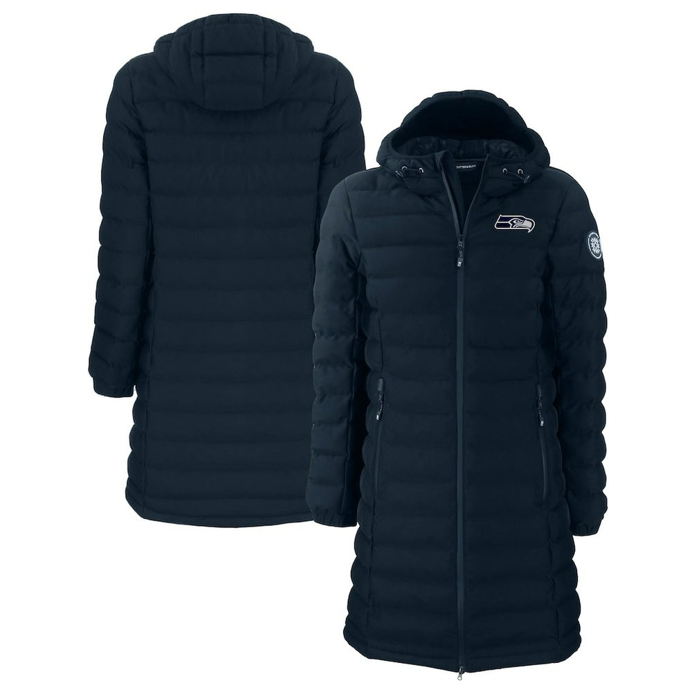 Seattle Seahawks Cutter & Buck Women's Mission Ridge Repreve Eco Insulated Full-Zip Hoodie Long Puffer Jacket College Navy