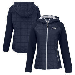 Seattle Seahawks Cutter & Buck Women's Rainier PrimaLoft Eco Hybrid Full-Zip Hoodie Jacket College Navy
