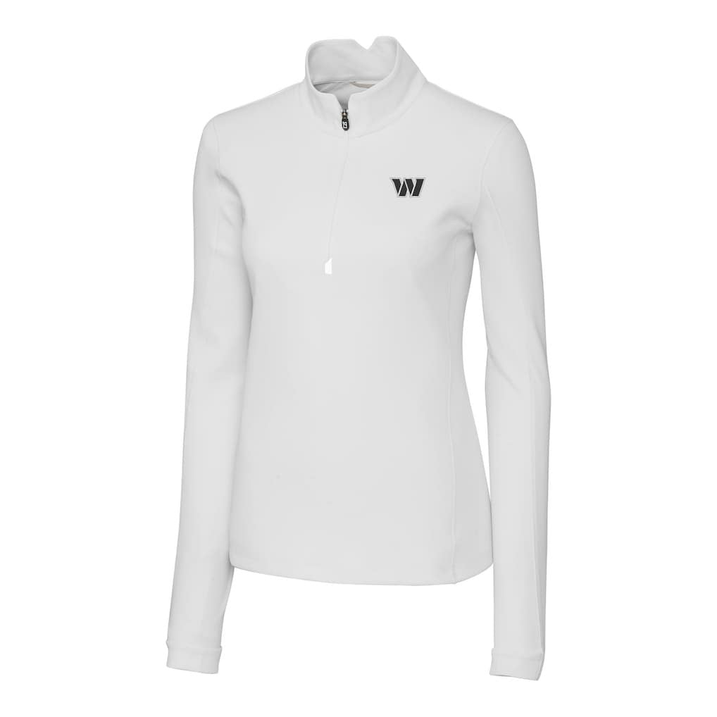 Washington Commanders Cutter & Buck Women's Traverse Stretch DryTec Quarter-Zip Top White