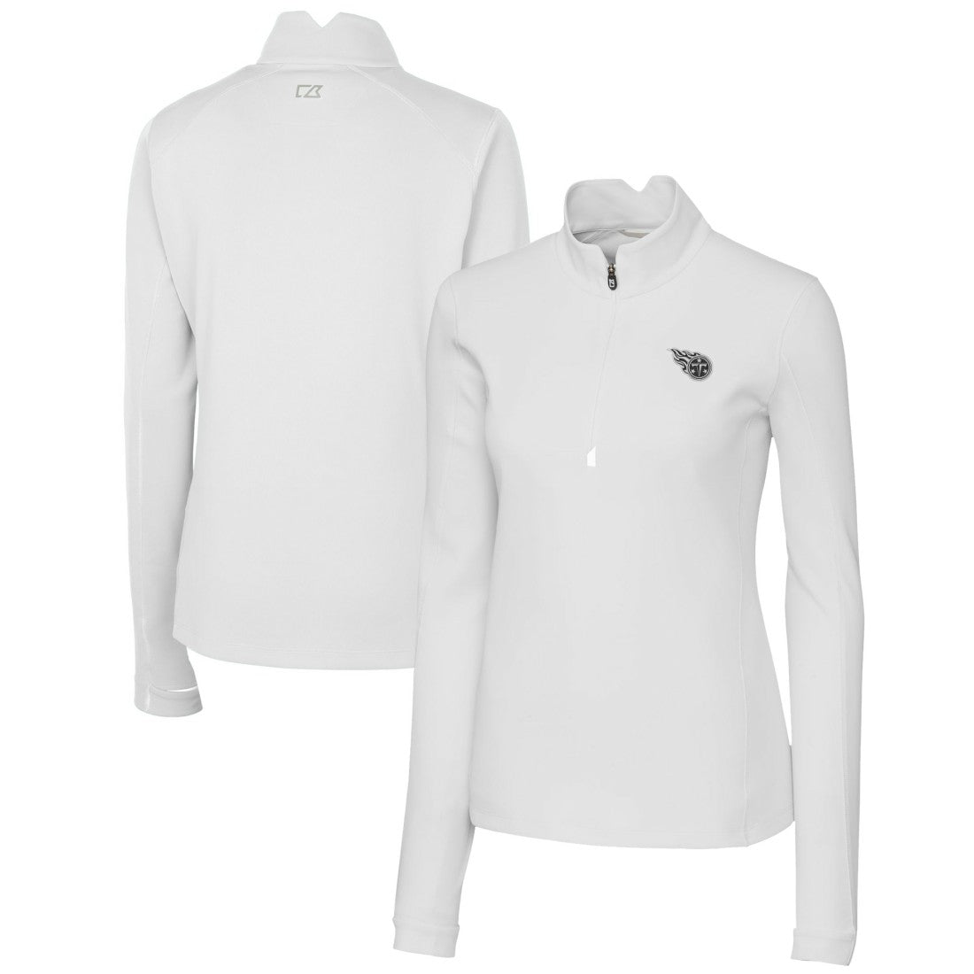 Tennessee Titans Cutter & Buck Women's Traverse Stretch DryTec Quarter-Zip Top White