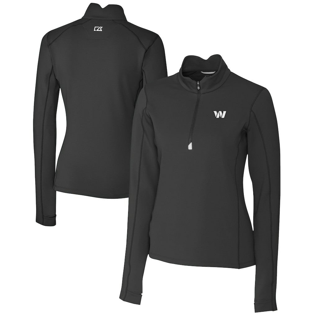 Washington Commanders Cutter & Buck Women's Traverse Stretch DryTec Quarter-Zip Top Black