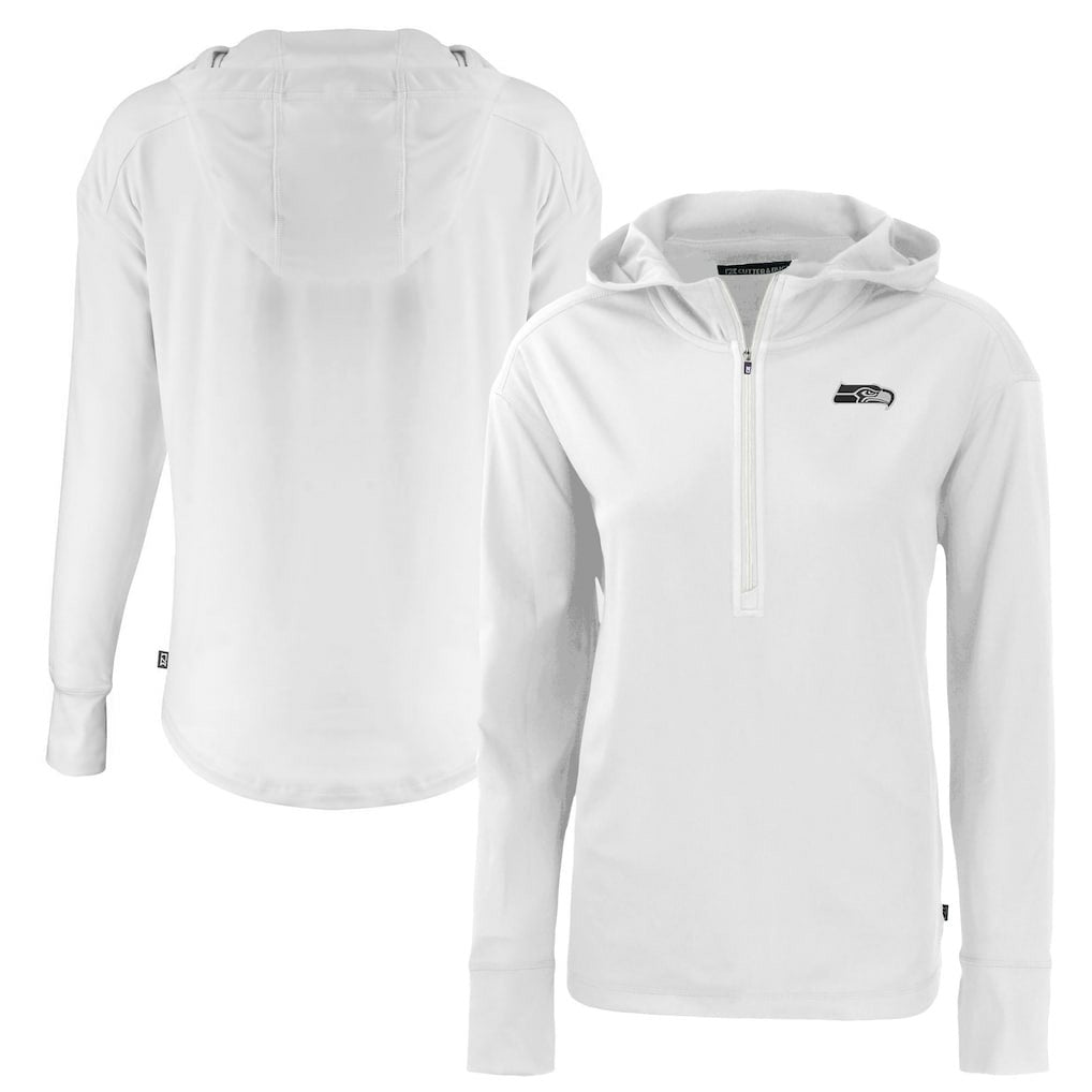 Seattle Seahawks Cutter & Buck Women's Daybreak Eco Recycled Half-Zip Hoodie White