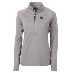 New York Giants Cutter & Buck Women's Adapt Eco Knit Stretch Recycled Raglan Half-Zip Top Gray