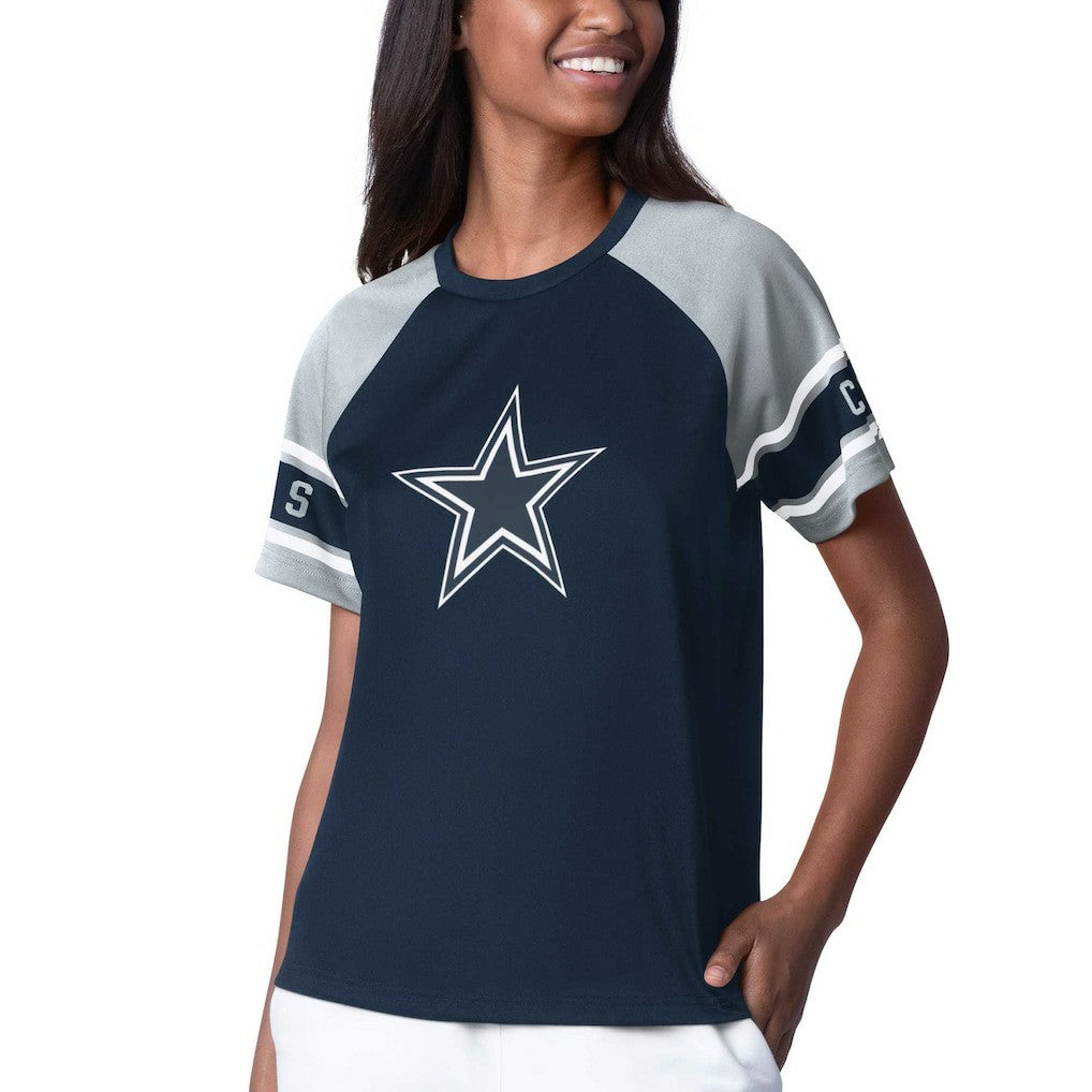 Dallas Cowboys Starter Women's 1st Rounder Color Block Raglan Top Navy