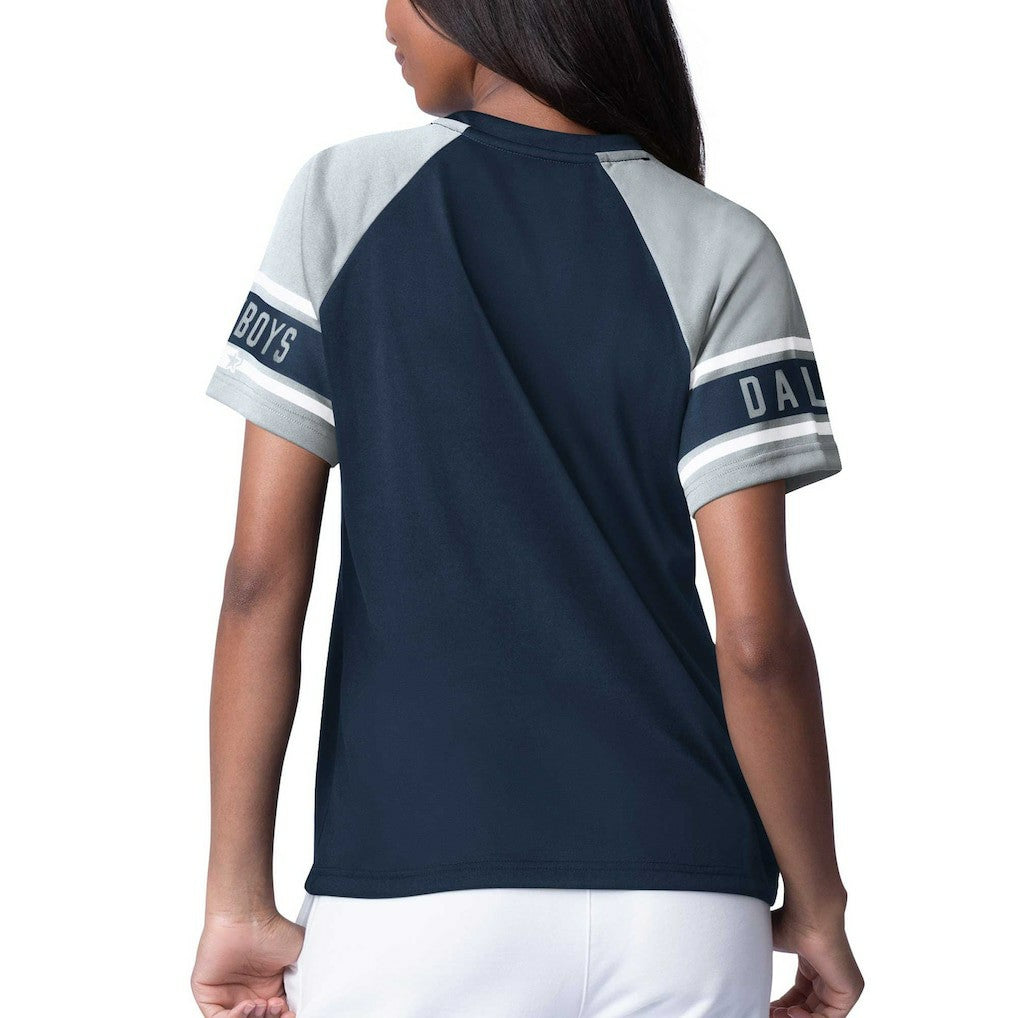Dallas Cowboys Starter Women's 1st Rounder Color Block Raglan Top Navy