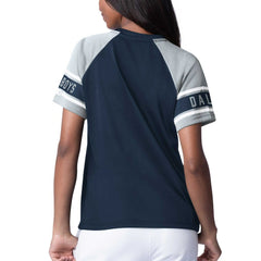 Dallas Cowboys Starter Women's 1st Rounder Color Block Raglan Top Navy