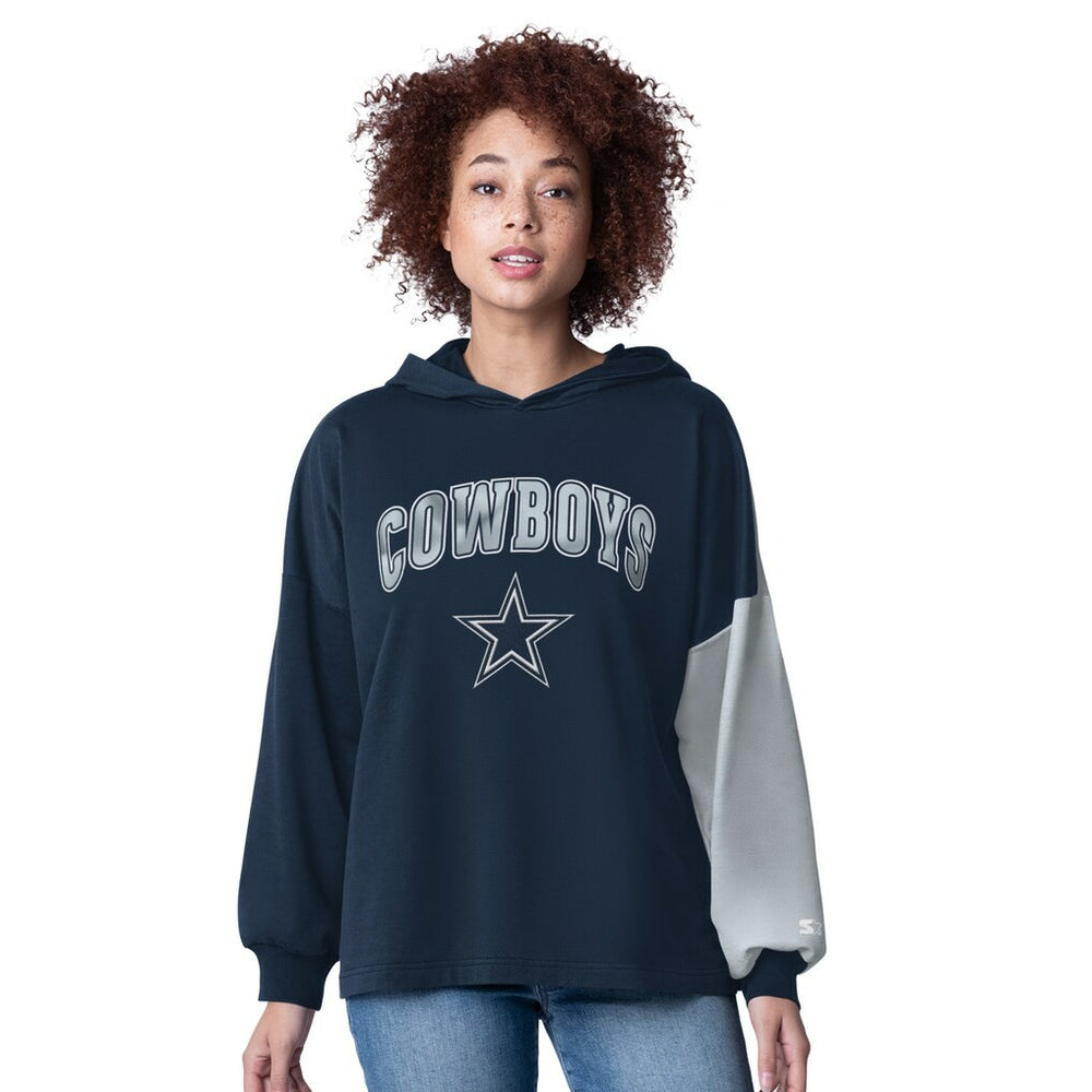 Dallas Cowboys Starter Women's Power Move Long Sleeve Pullover Hoodie Navy