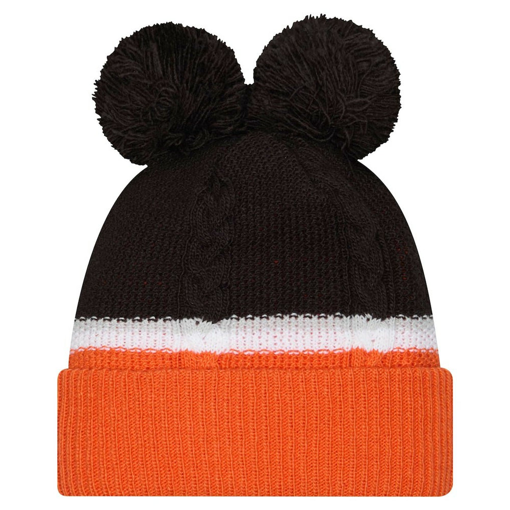 Cincinnati Bengals New Era Women's Double Bubble Cuffed Knit Hat with Poms Black