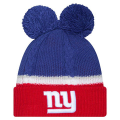 New York Giants New Era Women's Double Bubble Cuffed Knit Hat with Poms Royal