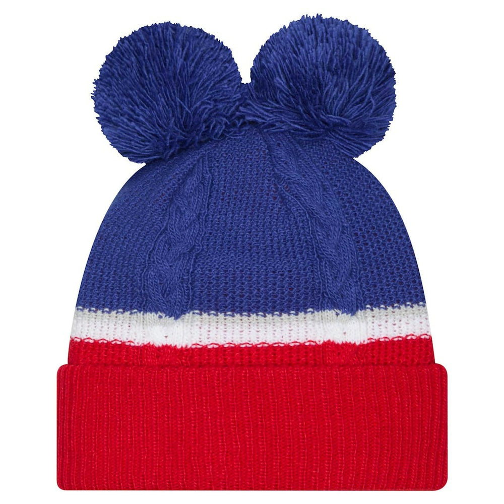 New York Giants New Era Women's Double Bubble Cuffed Knit Hat with Poms Royal