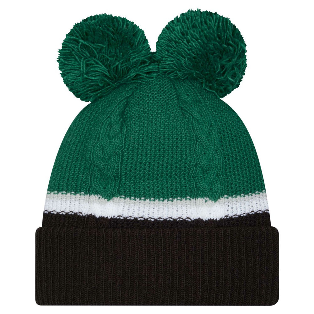New York Jets New Era Women's Double Bubble Cuffed Knit Hat with Poms Green