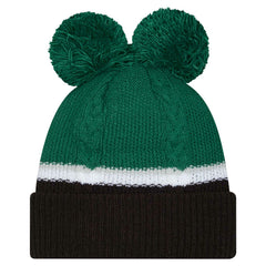 New York Jets New Era Women's Double Bubble Cuffed Knit Hat with Poms Green