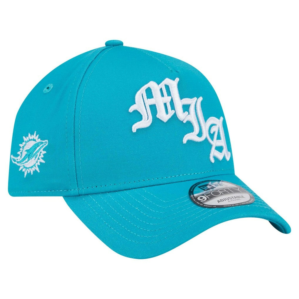 Miami Dolphins New Era Mystic 9FORTY A-Frame Adjustable Hat Aqua