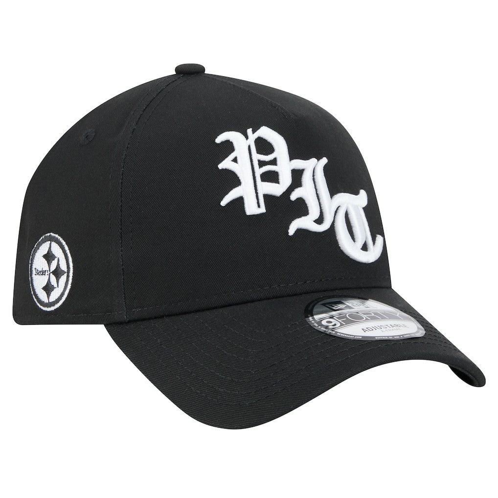 Pittsburgh Steelers New Era Mystic 9FORTY A-Frame Adjustable Hat Black