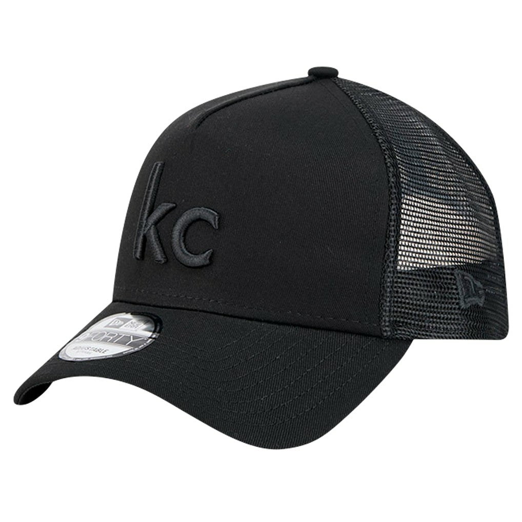 Kansas City Chiefs New Era Domain 9FORTY A-Frame Trucker Adjustable Hat Black