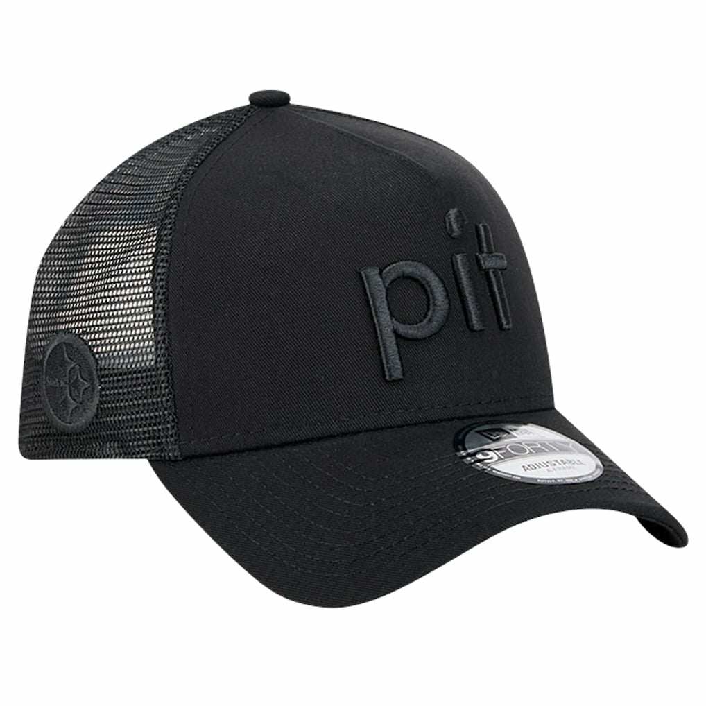 Pittsburgh Steelers New Era Domain 9FORTY A-Frame Trucker Adjustable Hat Black