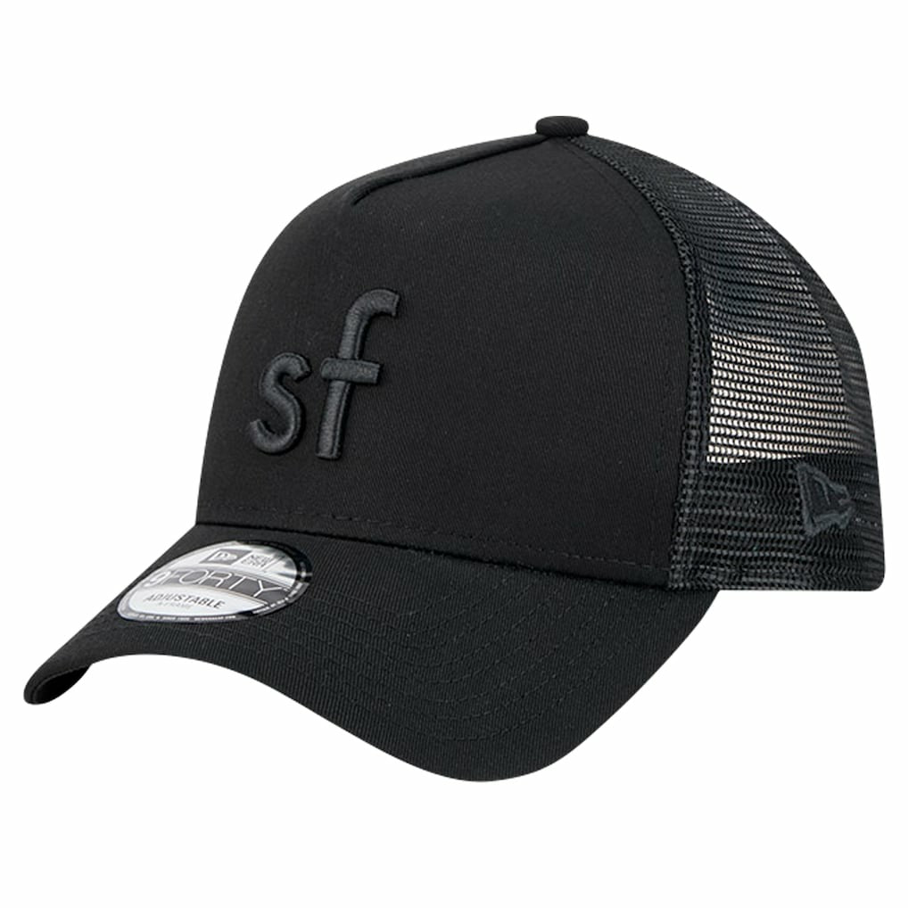 San Francisco 49ers New Era Domain 9FORTY A-Frame Trucker Adjustable Hat Black