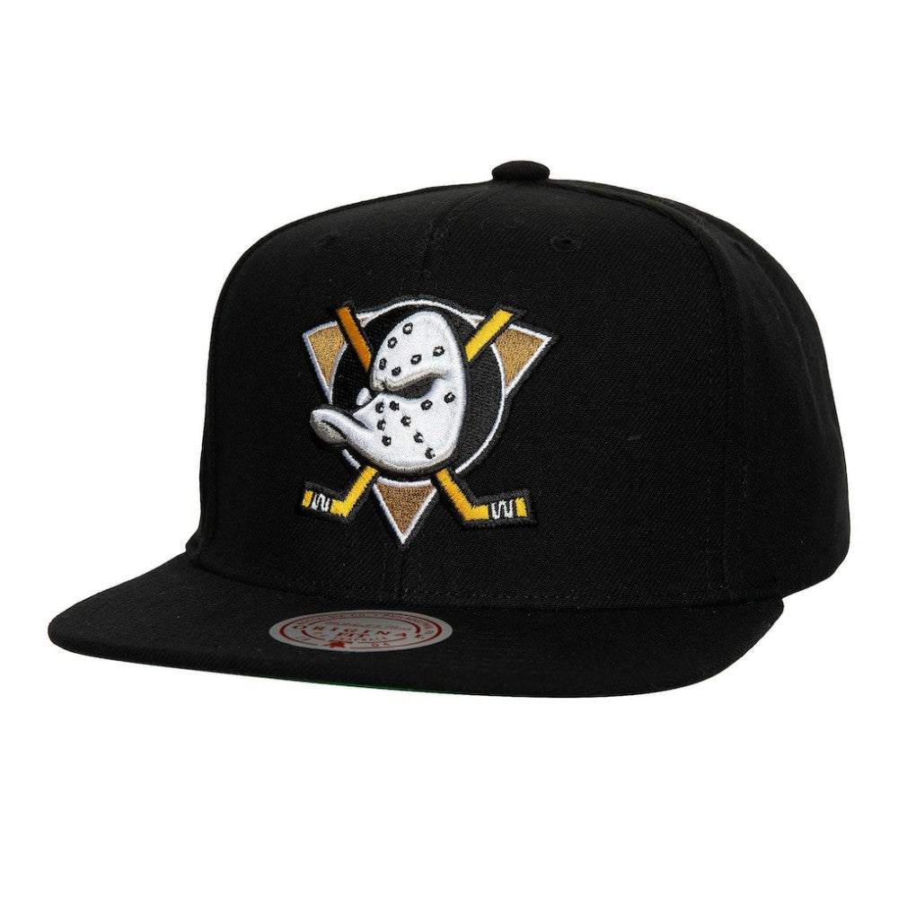 NHL Anaheim Ducks Mitchell & Ness Core Top Spot Snapback Hat - Black