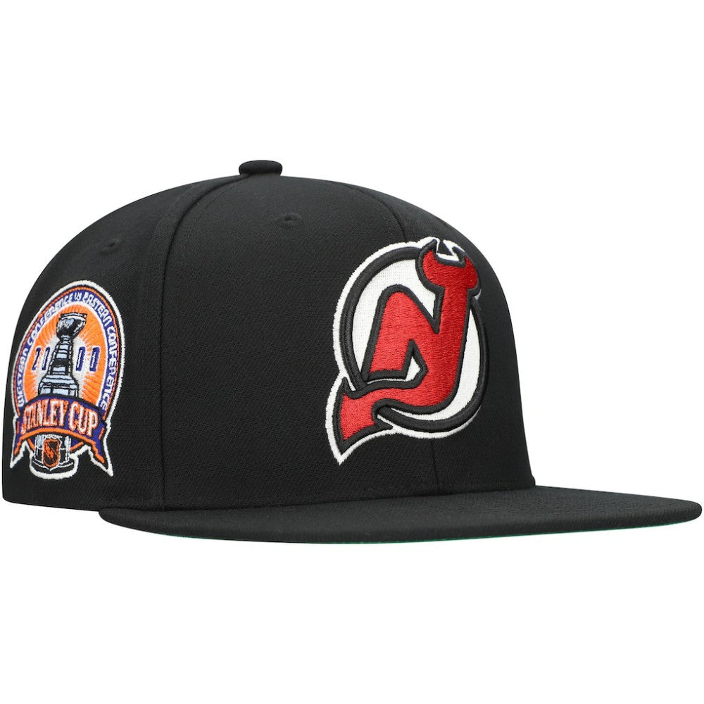 NHL New Jersey Devils Mitchell & Ness Core Top Spot Snapback Hat - Black