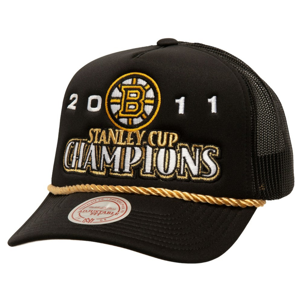 NHL Boston Bruins Mitchell & Ness SOUL Collection Golden Stanley Cup Champions Trucker Adjustable Hat - Black
