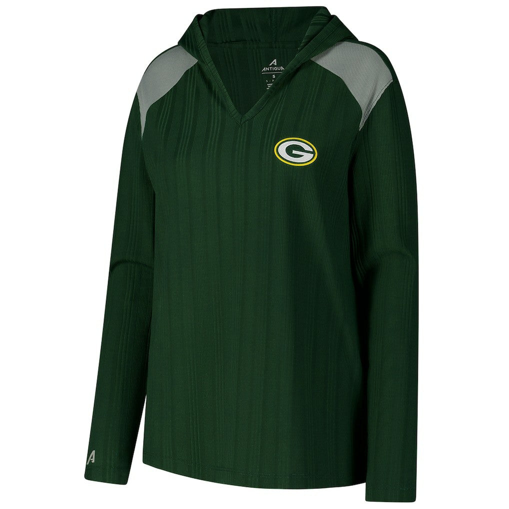 Green Bay Packers Antigua Women's Opulent Long Sleeve Hoodie T-Shirt Green