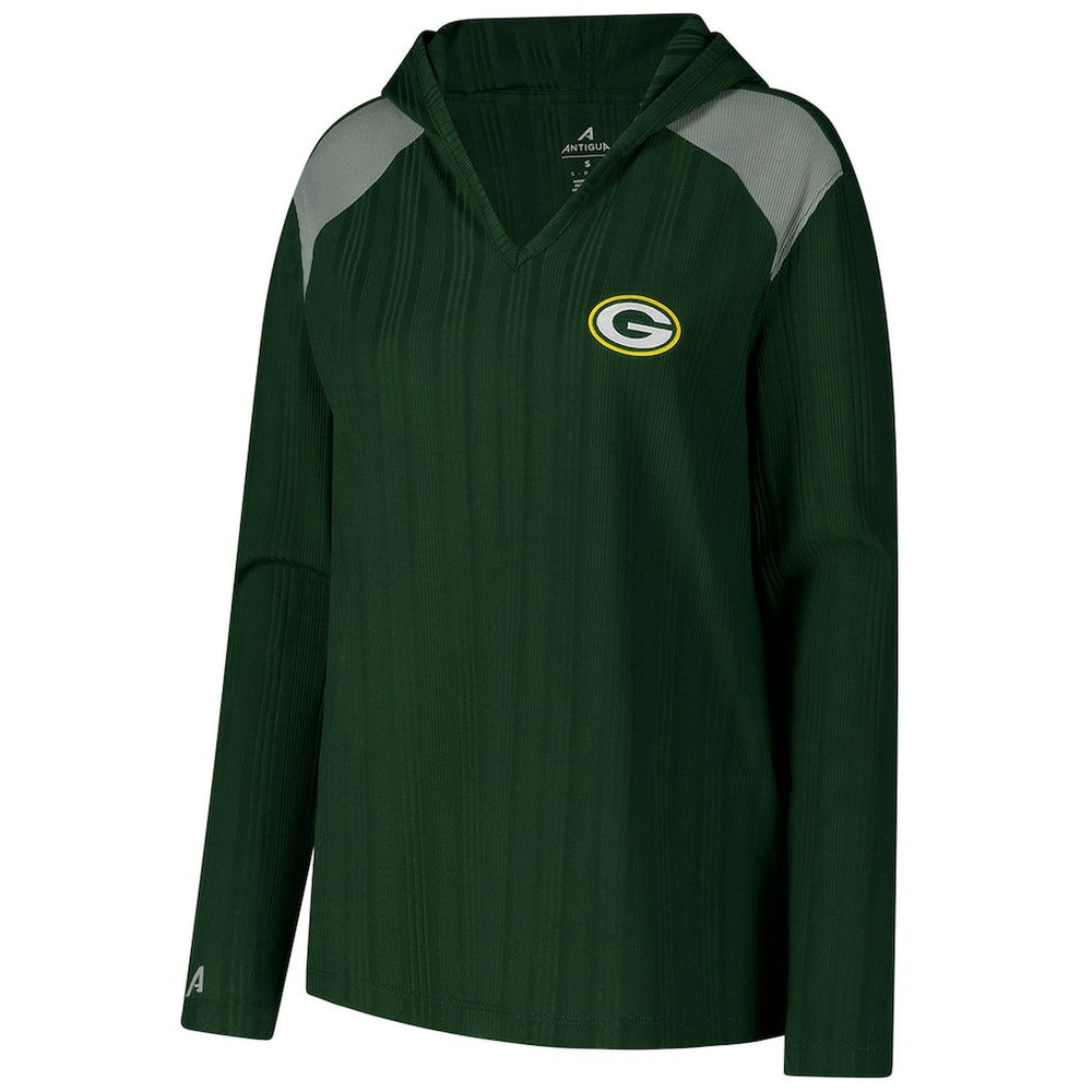 Green Bay Packers Antigua Women's Opulent Long Sleeve Hoodie T-Shirt Green