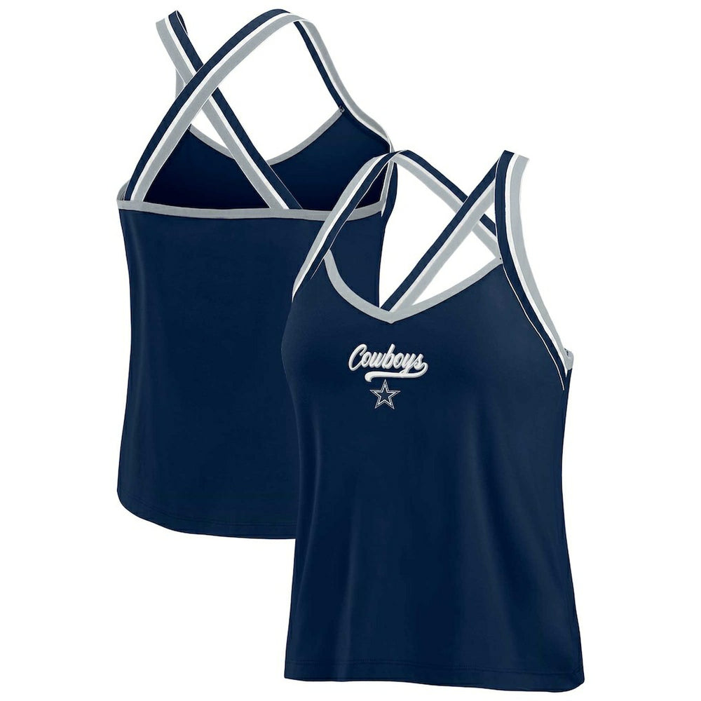 Dallas Cowboys WEAR by Erin Andrews Women's Cross Strap Tri-Blend Tank Top Navy