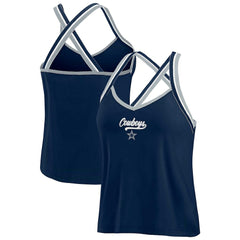 Dallas Cowboys WEAR by Erin Andrews Women's Cross Strap Tri-Blend Tank Top Navy