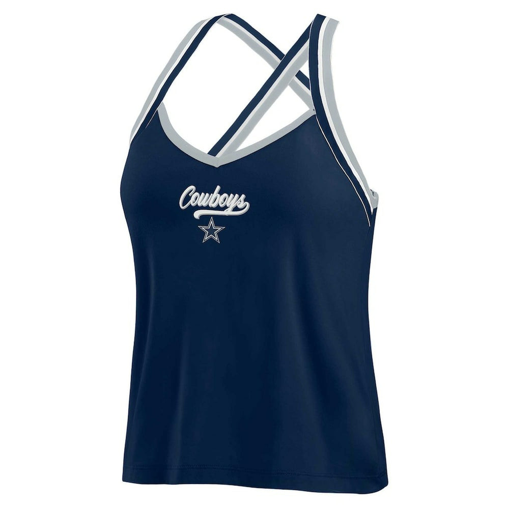 Dallas Cowboys WEAR by Erin Andrews Women's Cross Strap Tri-Blend Tank Top Navy