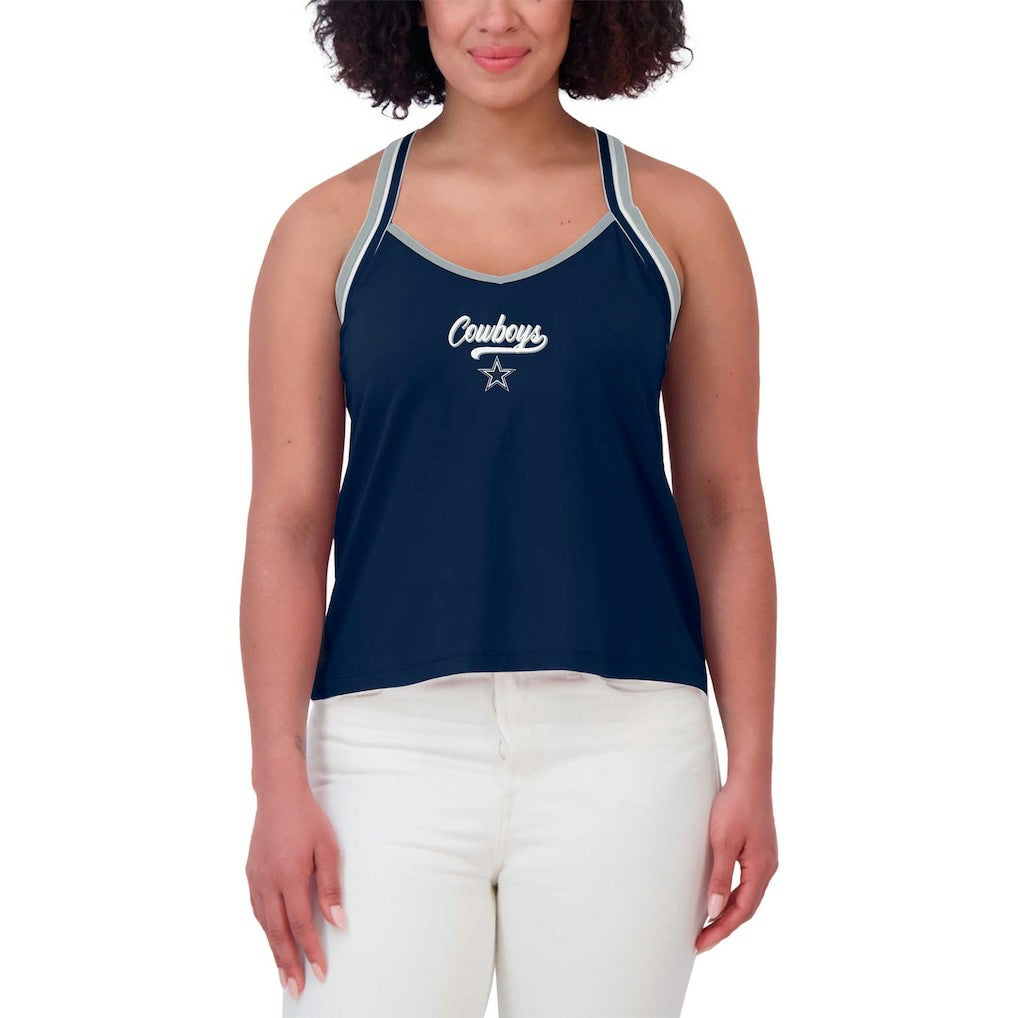 Dallas Cowboys WEAR by Erin Andrews Women's Cross Strap Tri-Blend Tank Top Navy