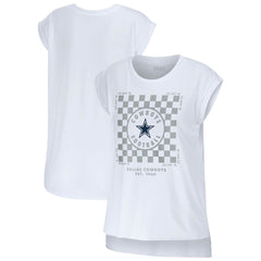 Dallas Cowboys WEAR by Erin Andrews Women's Checker Muscle Tank Top White