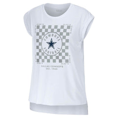 Dallas Cowboys WEAR by Erin Andrews Women's Checker Muscle Tank Top White