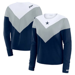 Dallas Cowboys WEAR by Erin Andrews Women's Plus Size Chevron Tri-Blend Long Sleeve T-Shirt Navy
