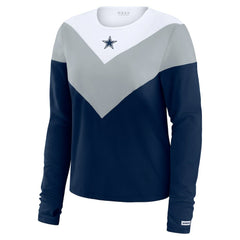 Dallas Cowboys WEAR by Erin Andrews Women's Plus Size Chevron Tri-Blend Long Sleeve T-Shirt Navy