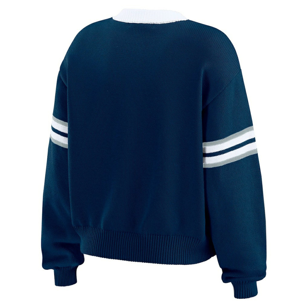 Dallas Cowboys WEAR by Erin Andrews Women's Lace-Up Sweater Navy