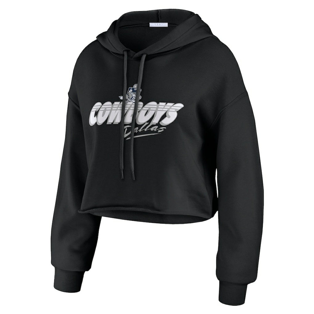 Dallas Cowboys WEAR by Erin Andrews Women's Prime Cropped Pullover Hoodie Black