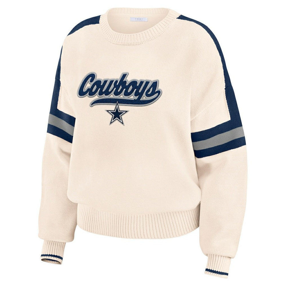 Dallas Cowboys WEAR by Erin Andrews Women's Stripe Pullover Sweater Cream