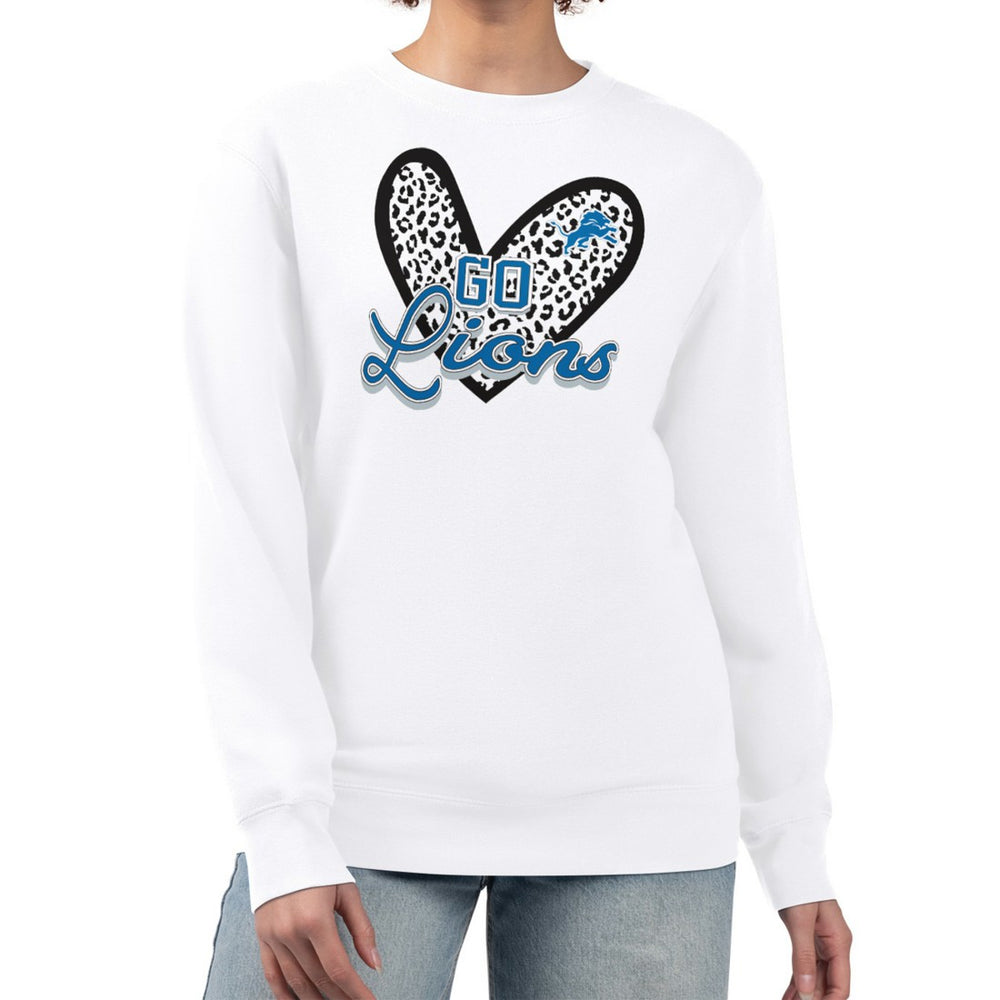 Detroit Lions G-III 4Her by Carl Banks Women's Leopard Heart Pullover Sweatshirt White