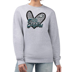 Philadelphia Eagles G-III 4Her by Carl Banks Women's Leopard Heart Pullover Sweatshirt Heather Gray