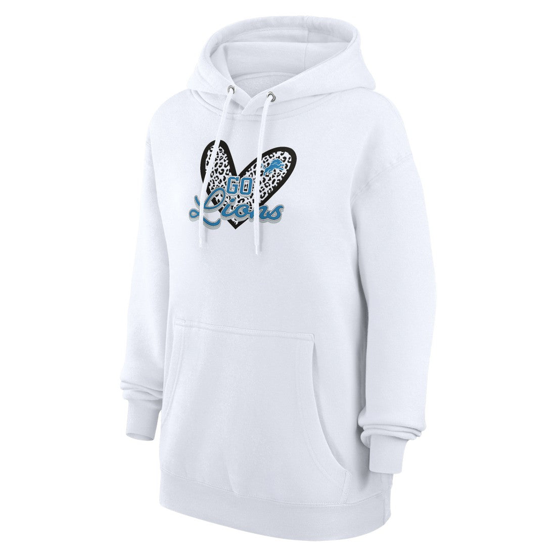 Detroit Lions G-III 4Her by Carl Banks Women's Animal Print Heart Team Graphic Fleece Tri-Blend Pullover Hoodie White