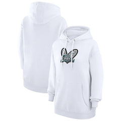 Philadelphia Eagles G-III 4Her by Carl Banks Women's Animal Print Heart Team Graphic Fleece Tri-Blend Pullover Hoodie White