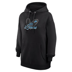 Detroit Lions G-III 4Her by Carl Banks Women's Animal Print Heart Team Graphic Fleece Tri-Blend Pullover Hoodie Black