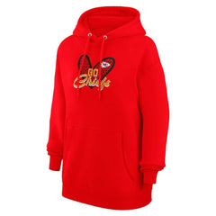 Kansas City Chiefs G-III 4Her by Carl Banks Women's Animal Print Heart Team Graphic Fleece Tri-Blend Pullover Hoodie Red