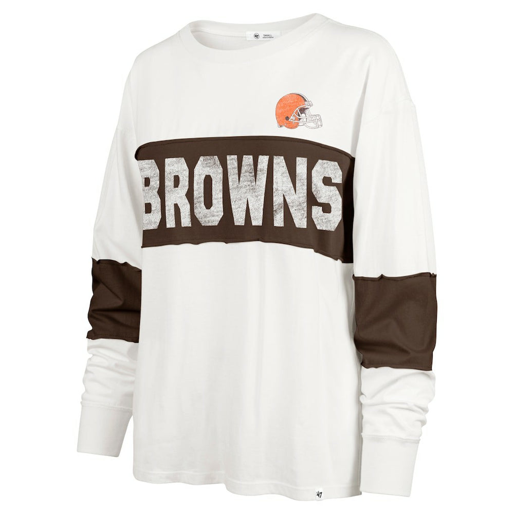 Cleveland Browns '47 Women's Clubhouse Pride Taylor Long Sleeve T-Shirt Cream