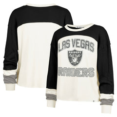 Las Vegas Raiders '47 Women's Double Header Curve Raglan Long Sleeve Crop Top Cream